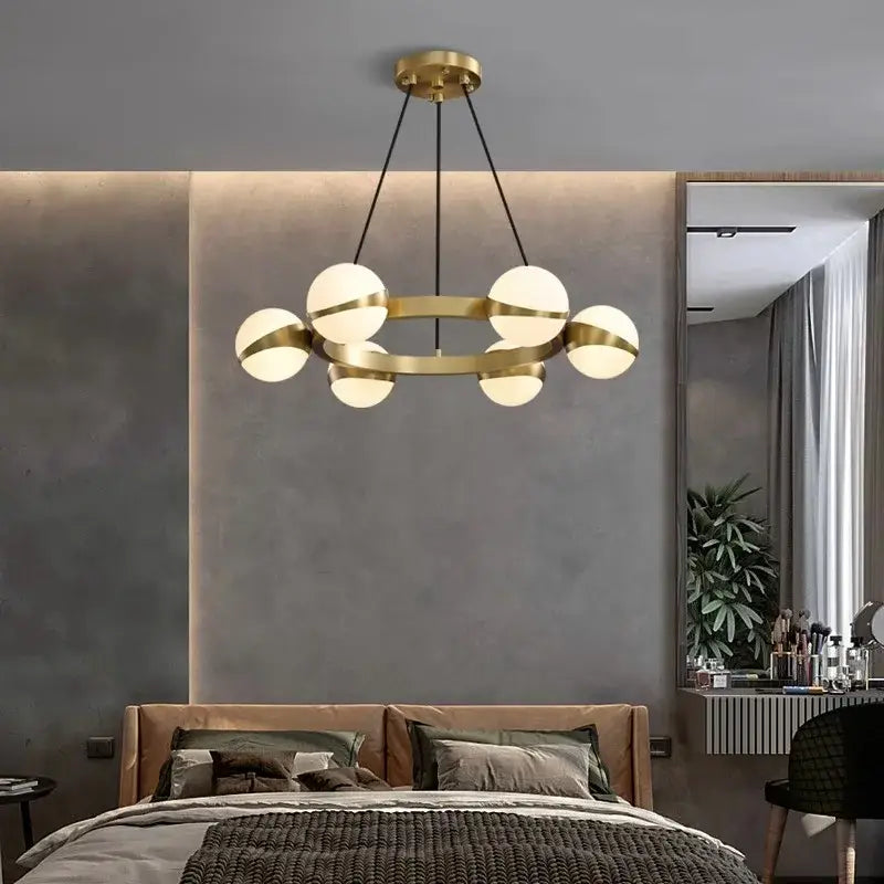 Modern gold frosted globe led pendant light chandelier dining room