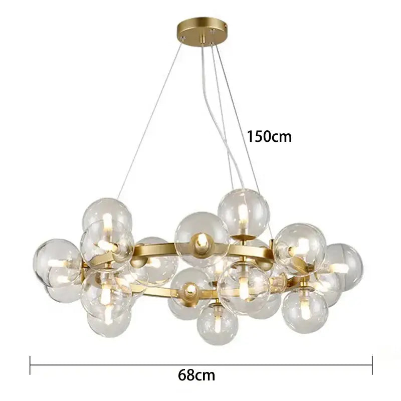Modern gold globe led pendant light for dining room
