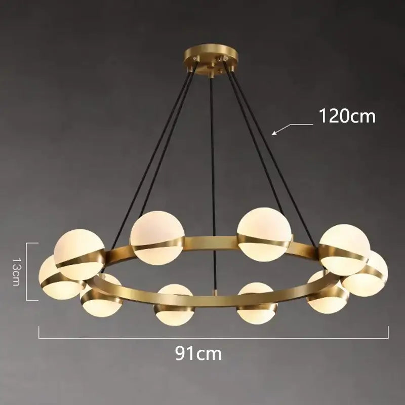 Modern gold frosted globe led pendant light chandelier dining room