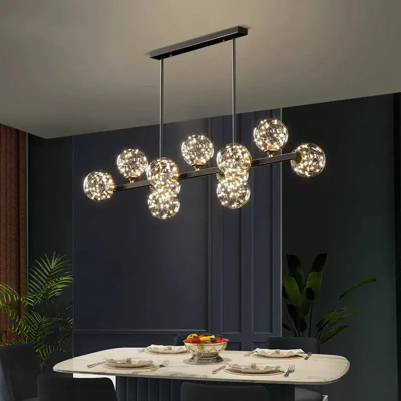 Modern black glass globe led pendant light dining room decorbites led