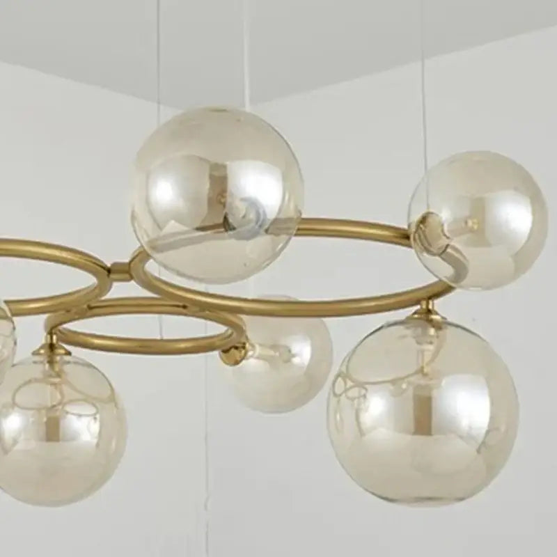Modern brass multi orb led pendant light dining room