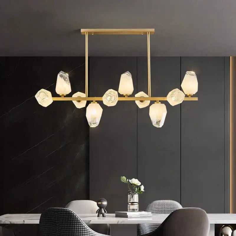 Modern geometric gold led pendant light dining room chandelier