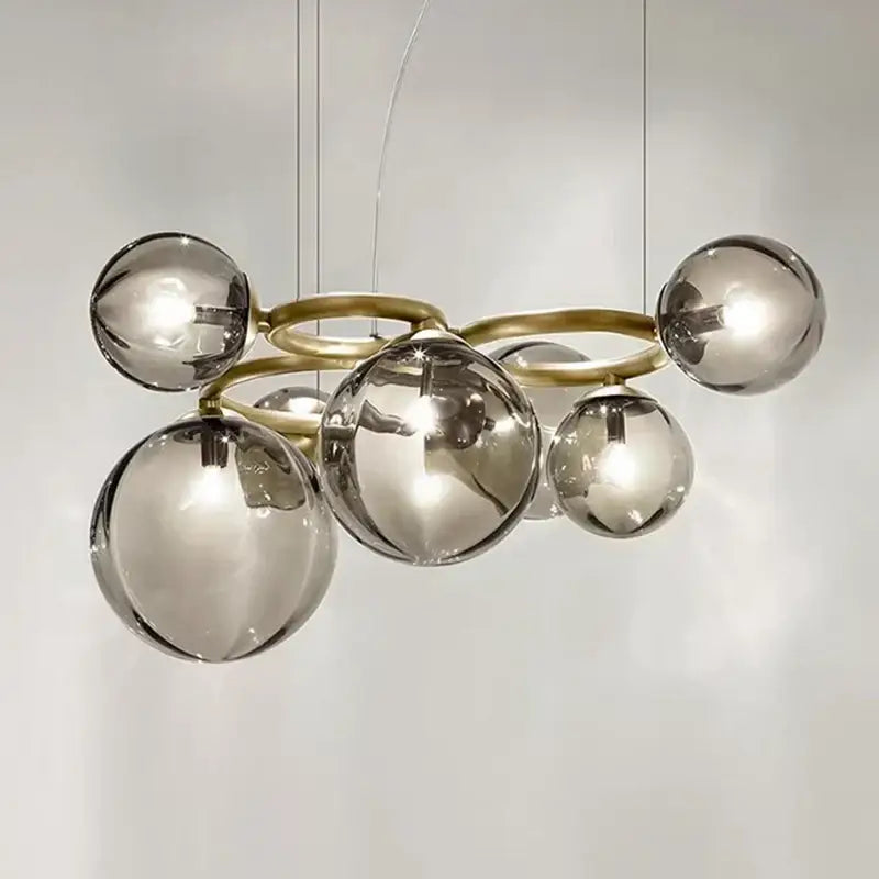 Modern brass multi orb led pendant light dining room