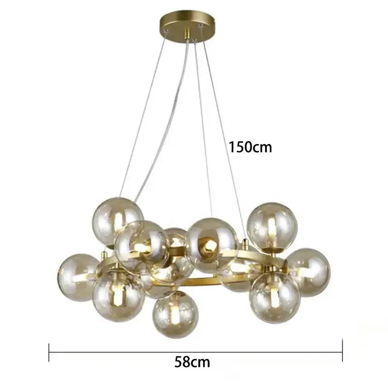 Modern gold globe led pendant light for dining room