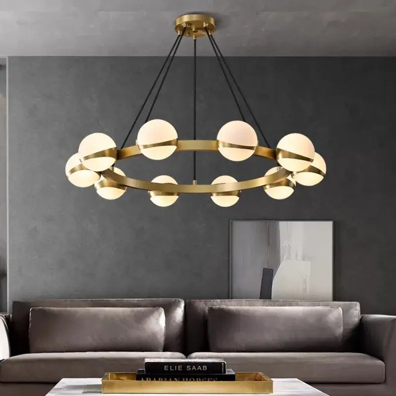 Modern gold frosted globe led pendant light chandelier dining room