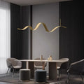 Modern golden wave led pendant light for dining room decor