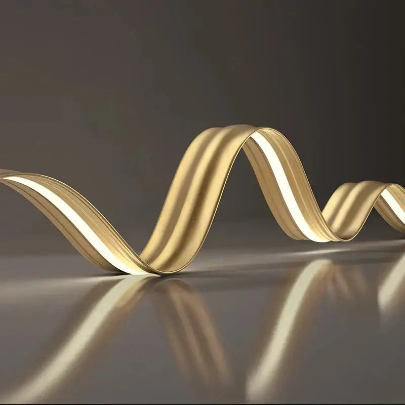 Modern golden wave led pendant light for dining room decor