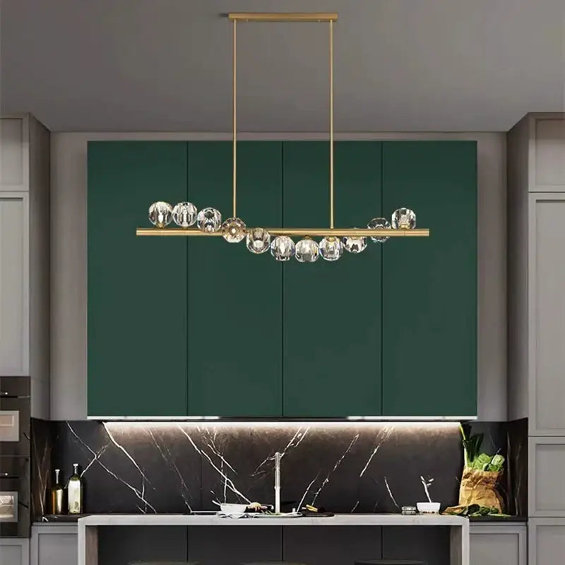 Modern gold crystal led pendant light for dining room