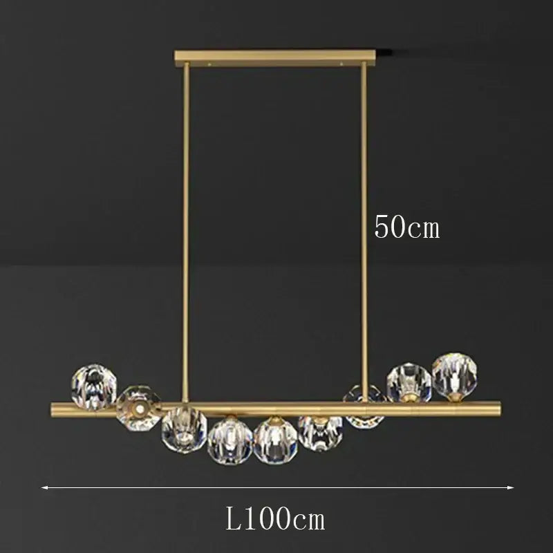 Modern gold crystal led pendant light for dining room