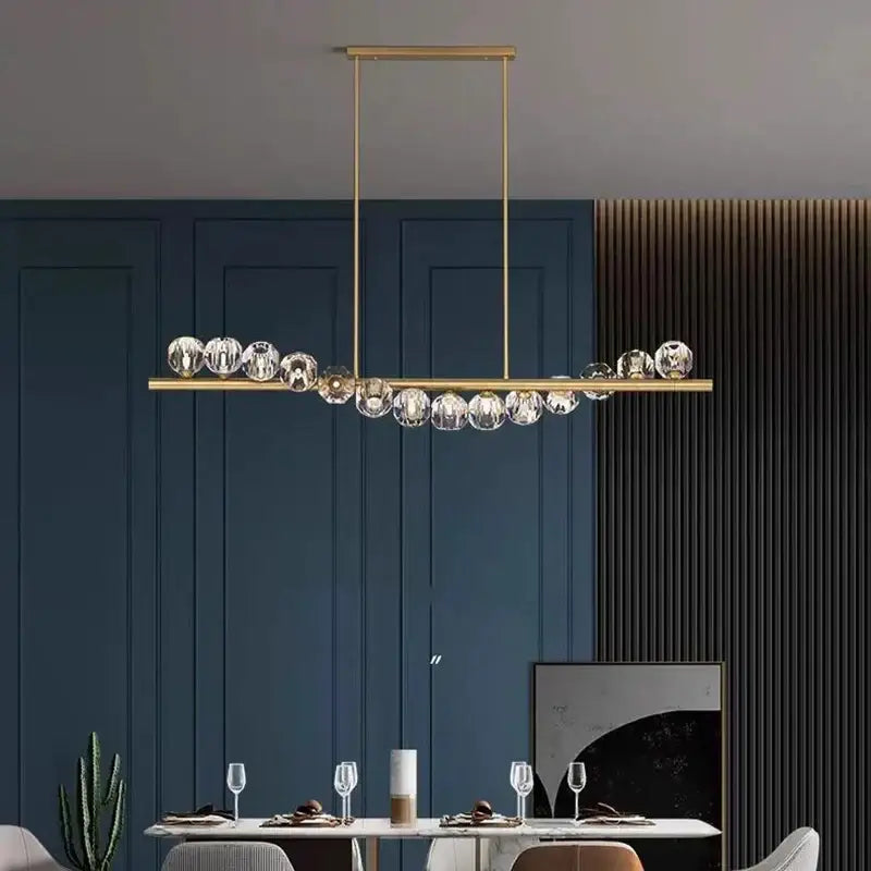 Modern gold crystal led pendant light for dining room