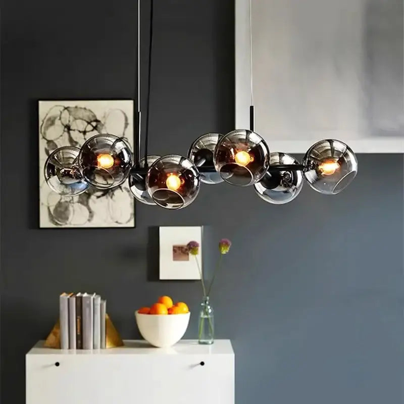 Modern black glass globe led pendant light chandelier dining room