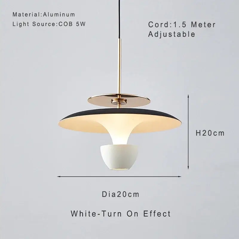 Modern metallic disc led pendant light for kitchen dining room