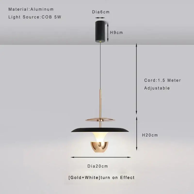 Modern metallic disc led pendant light for kitchen dining room