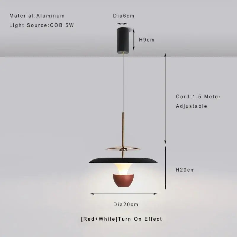 Modern metallic disc led pendant light for kitchen dining room