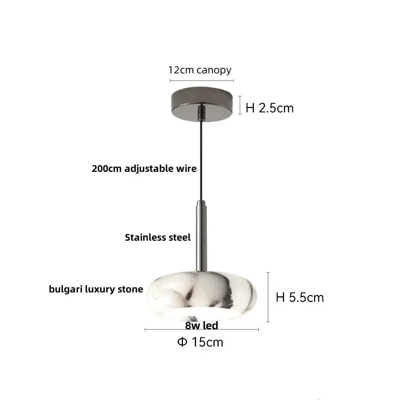 Modern luxury yellow & gray marbled glass pendant light fixture kitchen