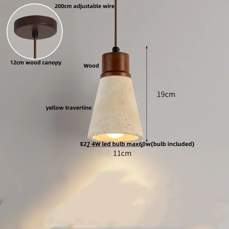 Minimalist beige & brown concrete pendant light fixture kitchen