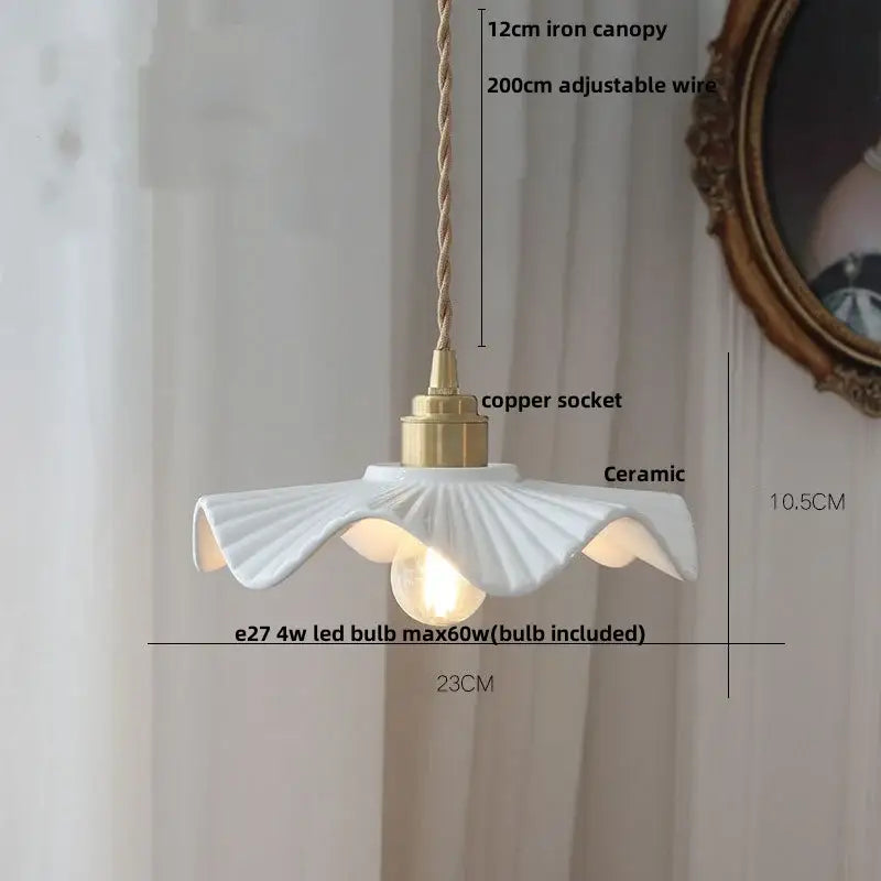 Modern white ceramic and walnut led pendant light dining room