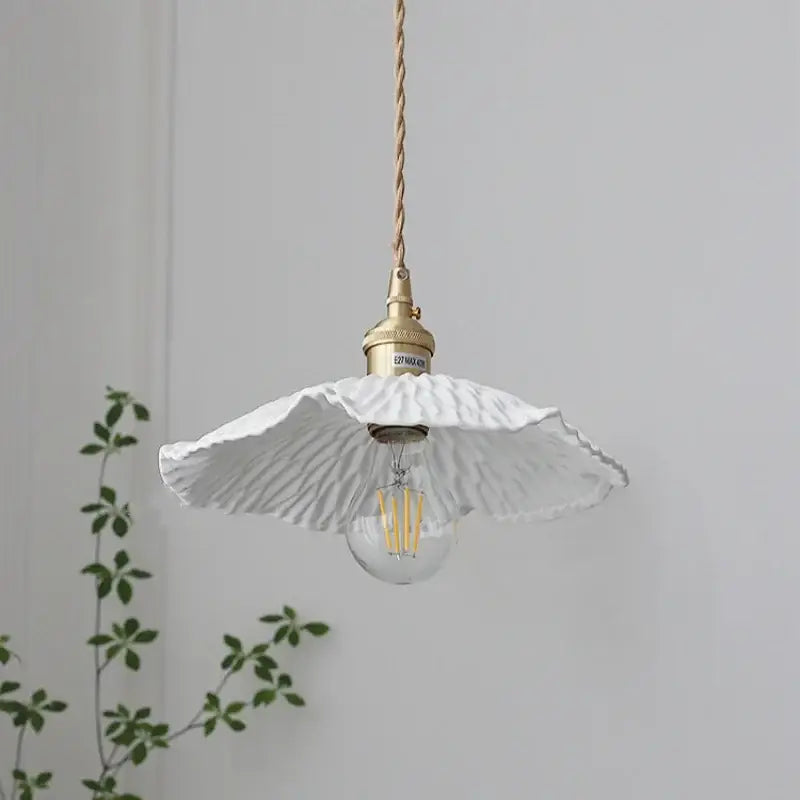 Modern white ceramic and walnut led pendant light dining room