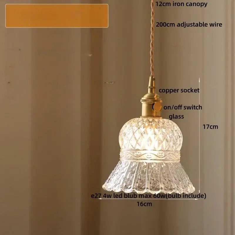 Vintage green glass & brass led pendant light – dining room