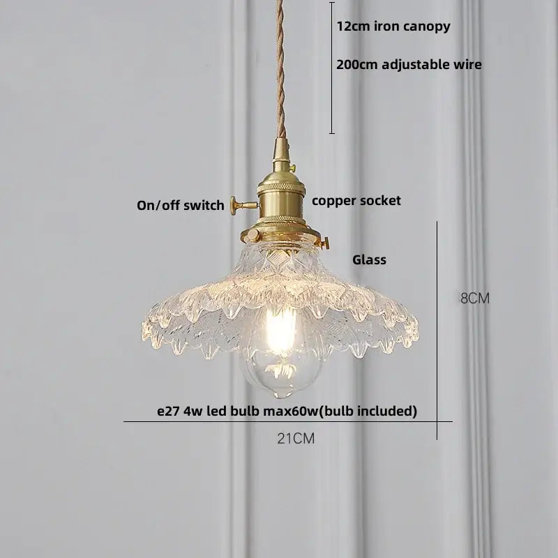 Vintage green glass & brass led pendant light – dining room