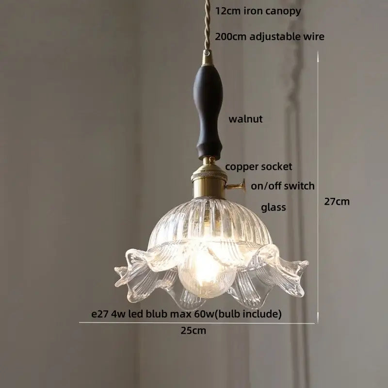 Vintage green glass & brass led pendant light – dining room
