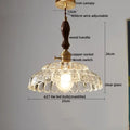 Modern patterned glass led pendant light kitchen wood and brass