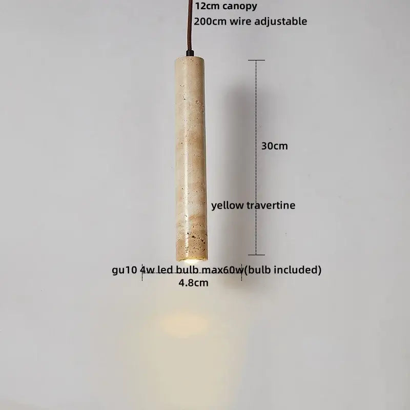 Yellow travertine and copper led pendant light kitchen hanging lamp