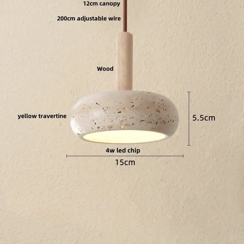 Yellow travertine and copper led pendant light kitchen hanging lamp