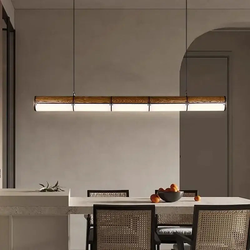Modern wood and metal led pendant light for dining room
