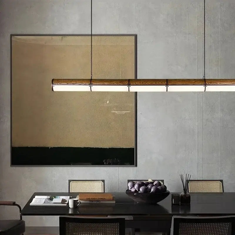 Modern wood and metal led pendant light for dining room