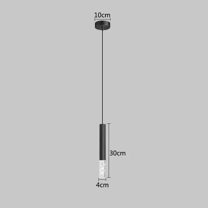 Modern black led pendant light for bedroom with frosted glass