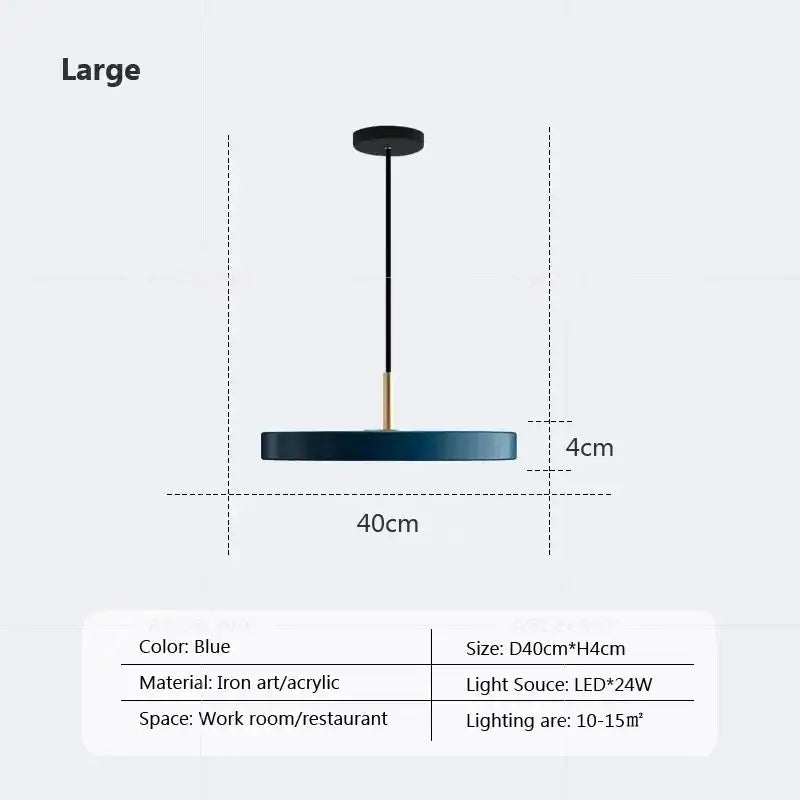 Minimalist cream navy & black led pendant light for dining room