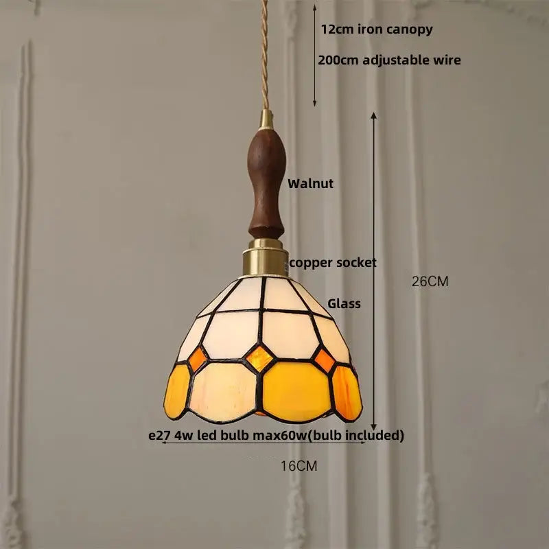 Japan style walnut and white glass led pendant light dining room