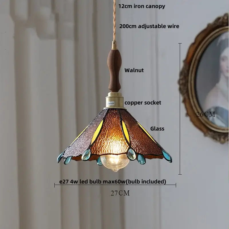 Japan style walnut and white glass led pendant light dining room