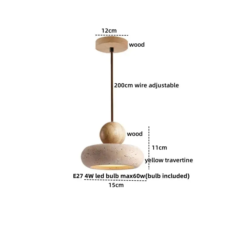 Minimalist beige concrete and wood led pendant light dining room