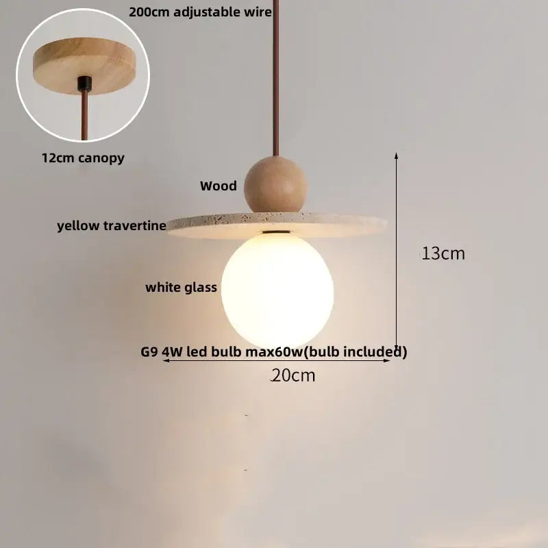 Minimalist beige concrete and wood led pendant light dining room