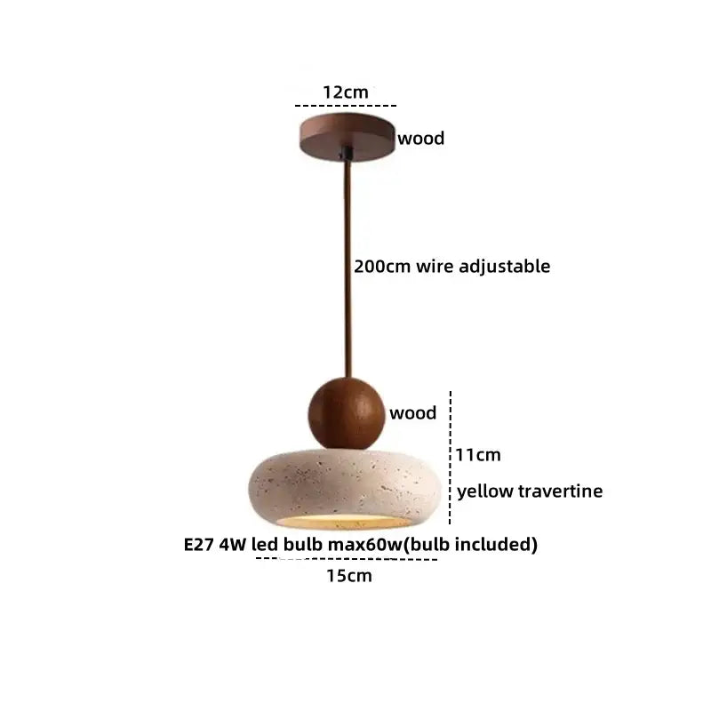 Minimalist beige concrete and wood led pendant light dining room