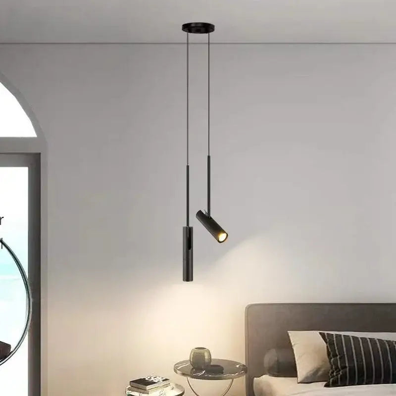 Modern black cylindrical led pendant light for kitchen spotlight