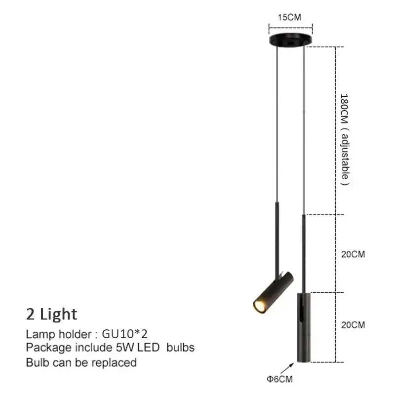Modern black cylindrical led pendant light for kitchen spotlight