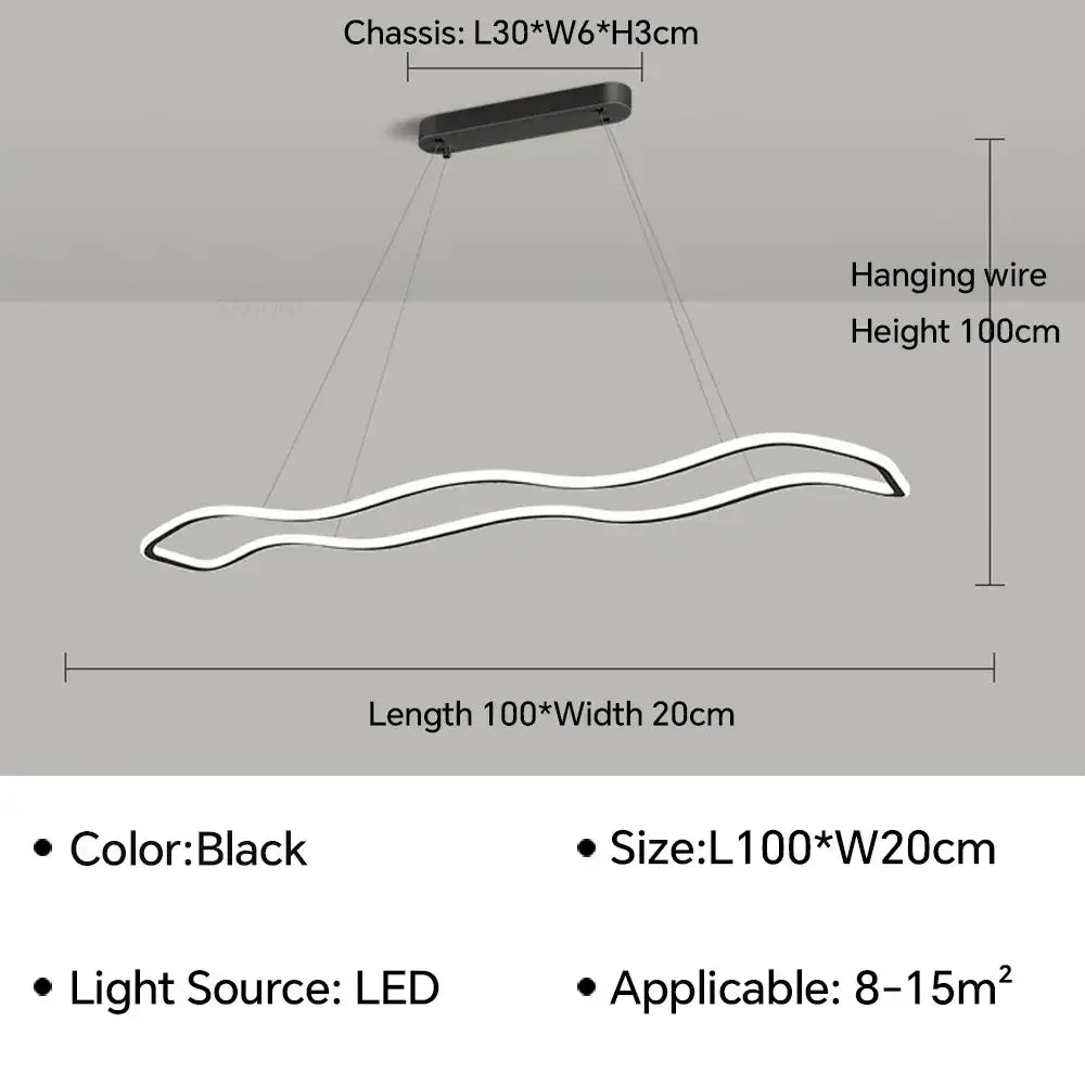 Modern gold wave led pendant light dining room chandelier