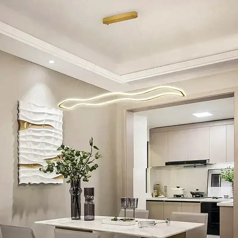 Modern gold wave led pendant light dining room chandelier