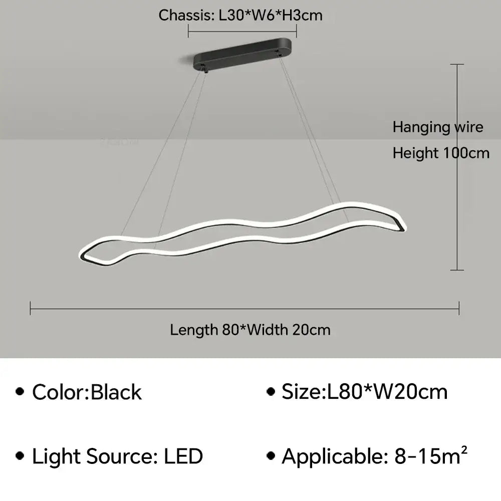 Modern gold wave led pendant light dining room chandelier