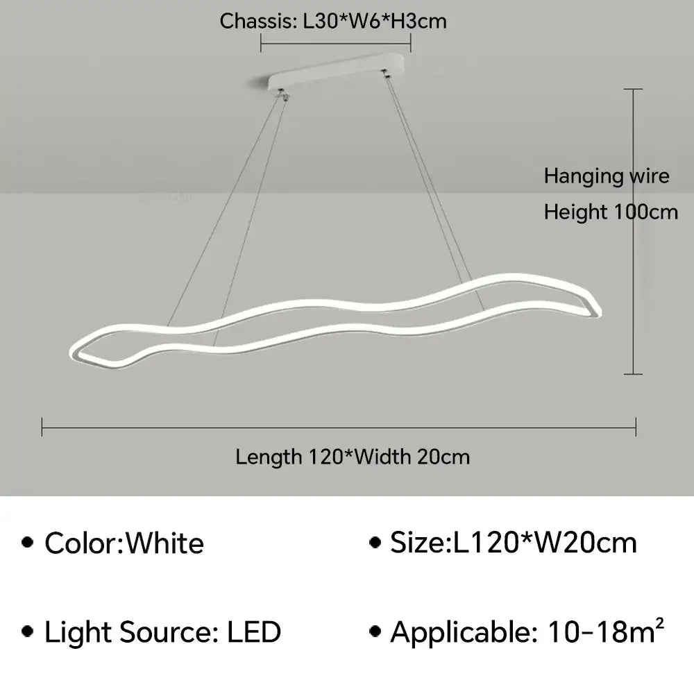Modern gold wave led pendant light dining room chandelier