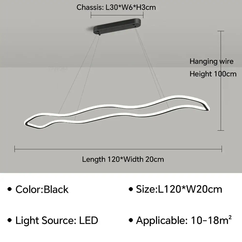 Modern gold wave led pendant light dining room chandelier