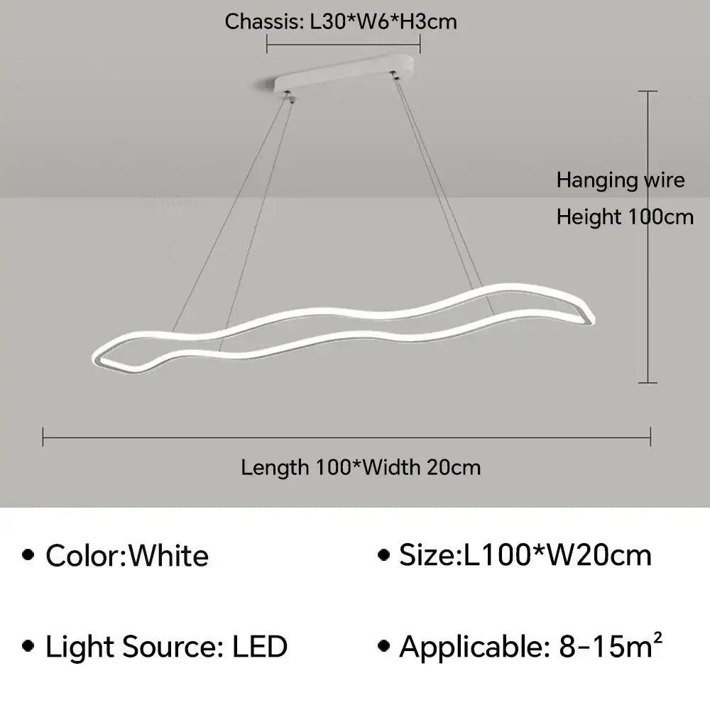Modern gold wave led pendant light dining room chandelier
