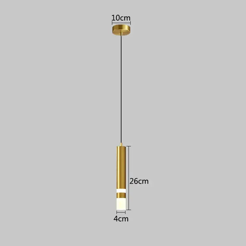 Modern black & gold led pendant light dining room cylindrical lamp