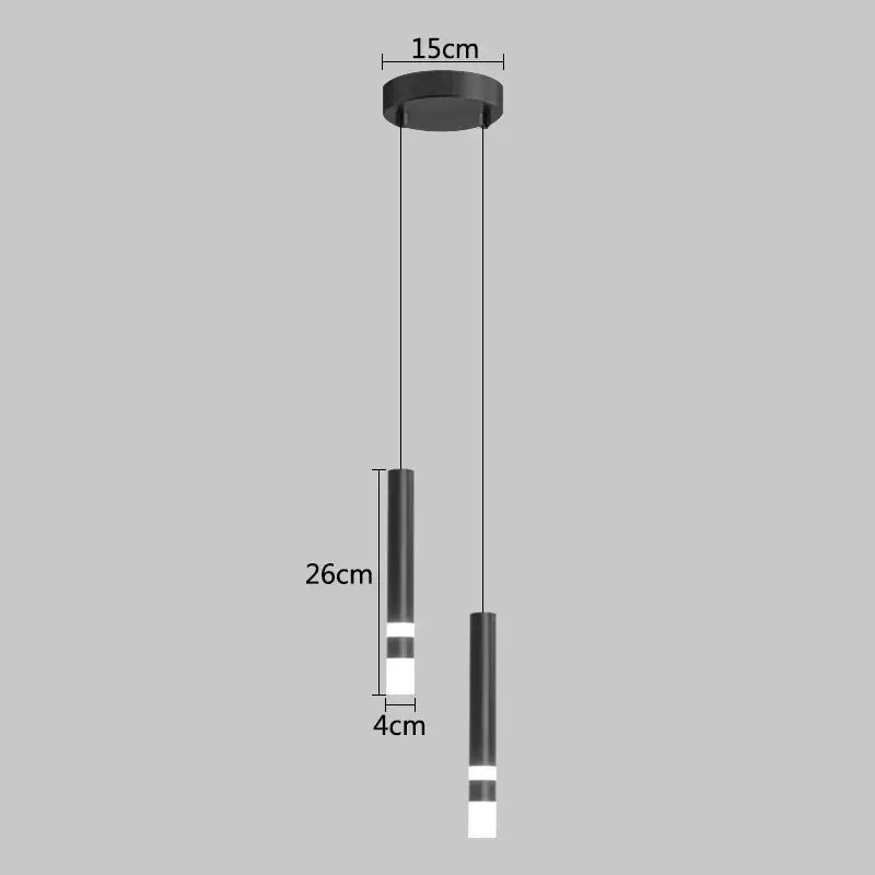 Modern black & gold led pendant light dining room cylindrical lamp