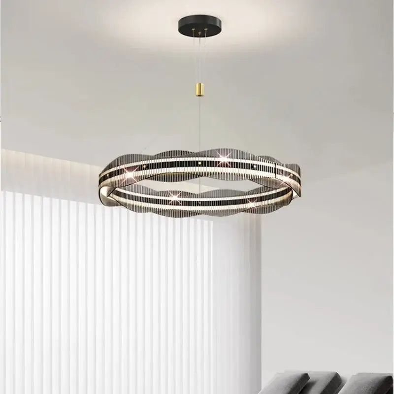 Modern wavy double ring led pendant light for dining room