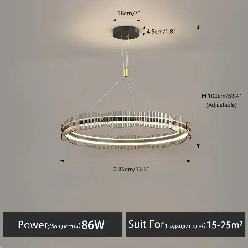 Modern wavy double ring led pendant light for dining room