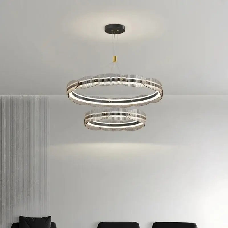 Modern wavy double ring led pendant light for dining room